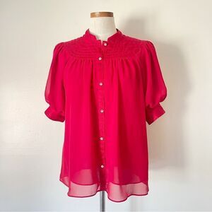 Anthropologie Moulinette Soeurs Red Button blouse NWOT size 8